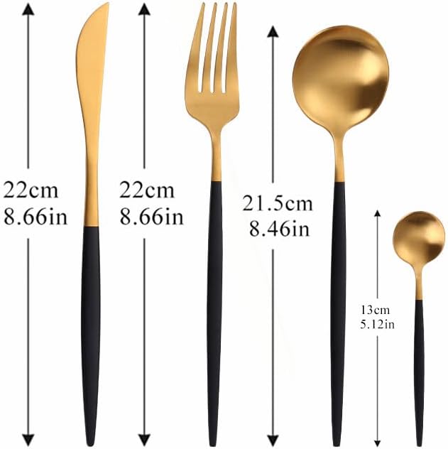 Silverware Set, 16PCS Matte Tableware Spoon Fork Knife Cutlery Set Stainless Steel Dinnerware Set Dinner Set Home Eco Friendly Flatware Serves for 4 (