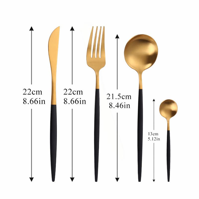 Besteck-Set, 16-teiliges, mattes Geschirr, Löffel, Gabel, Messer, Besteck-Set, Edelstahl-Geschirr-Set, Tafelservice, umweltfreundliches Besteck für zu Hause, für 4 Personen (