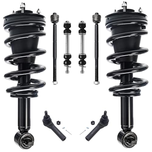 Image of Detroit Axle - 4WD Front 8pc Struts Kit for 2014-2018 Chevy Silverado 1500 GMC Sierra 1500, 2 Struts & Coil Spring 4 Tie Rods 2 Sway Bar Links 2015 2016 2017 Replacement Suspension