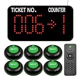 KOQICALL Take a Number System Queue Wireless Calling Sysem with 1 Counter Display and 6 Next Button for Restaurant Bank Ticket Office Clinic