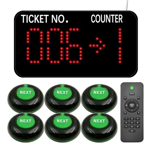 KOQICALL Take a Number System Wireless Queue Call with 1 Counter Display and 6 NXET Button for DMV, Post Office, Pharmacy, Clinic, Retail Store, Service Window & Reception Desk