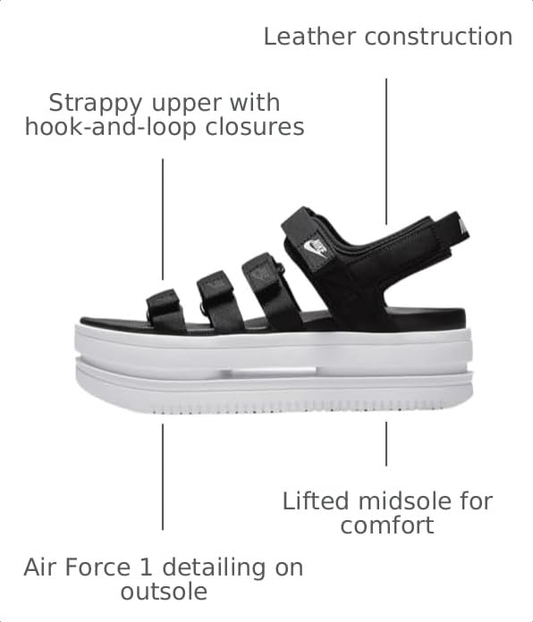 Image of Nike Women's Icon Classic Sandal NA Black /White-White (DH0224 001) - 11