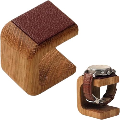 HAOWYYUU Uhrenständer Uhrenhalter aus Holz Uhrenaufbewahrung Uhren Halterung mit Leder Pad Watch Stand Holder für Uhr Aufbewahrung & Display