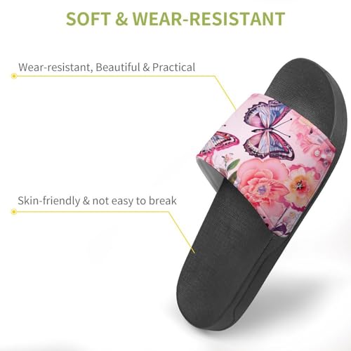 Butterfly And Flowers House Sandals Non-Slip Bathroom Slippers Beach Summer Shoes for Men Women3