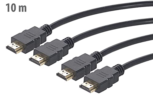 auvisio Fernseherkabel: 2er-Set High-Speed-HDMI-Kabel f&uuml;r 4K, 3D & Full HD, HEC, schwarz, 10 m (Monitorkabel)