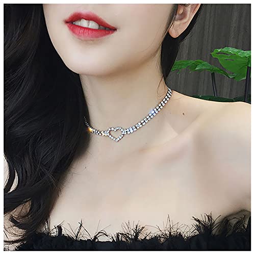 Kristall-Herz-Halsband Halskette Braut Strass Halskette Kette Schmuck für Frauen Mädchen Teenageralter Cover