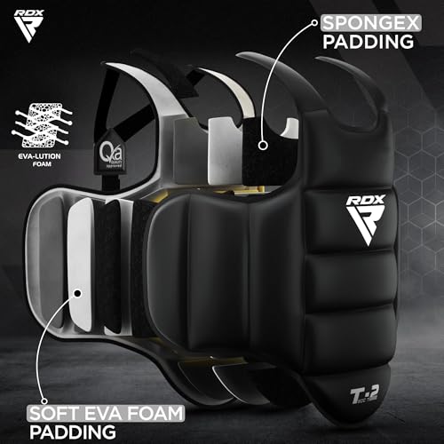 Image of RDX Boxing Body Protector Reversible, Kickboxing MMA Muay Thai Chest Guard, Sparring Training Heavy Punching, Adjustable Shield, Martial Arts Upper Belly Protection Pad, Taekwondo TKD Vest