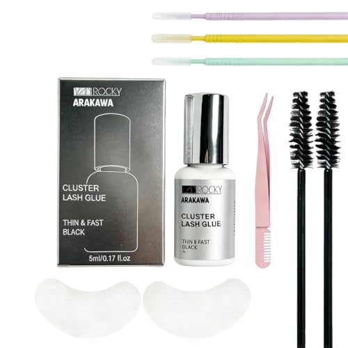 Lash Cluster Glue Black Sensitive Open Eyes Adhesive Fast Drying Waterproof Individual Long Lasting Lashes Extension Strong Hold Glue For Salon and Home DIY (5ML)