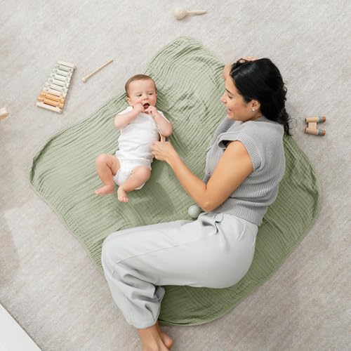 Image of Comfy Cubs Muslin Baby Blanket - Soft, Lightweight, 6-Layer Cotton Swaddle Blankets for Newborns, Infants & Toddlers - 40 inch x 40 inch Large, Breathable & Versatile for Sleeping & Tummy Time - Sage