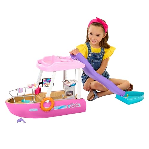 BARBIE Traumboot Spielset - Boot mit Pool und Rutsche, 6 Spielbereiche und...