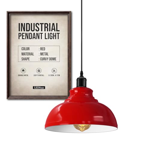 LEDSone Industriel Suspension Luminaire Rétro Lustre Plafonnier Vintage Lampe Éclairage de Plafond Abat-jour en Métal pour Restaurant Salon Chambre Cuisine Bar...