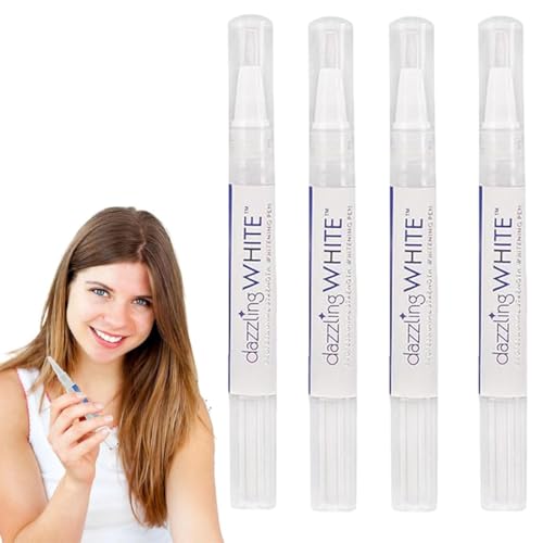Lápiz blanqueador dental Quesuc 4 Pens, gel blanqueador, blanqueamiento instantáneo, kit para dientes blancos brillantes, blanqueador dental profesional que elimina manchas antiguas.