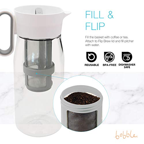 Flip Brew By Zing Anything, Instant Iced Tea Maker, Cold Brew Coffee Maker, Two-In-One Cold Brew Coffee Or Tea Maker, Multi-Purpose Pitcher, Dishwasher Safe, Bpa/Ea Free Tritan, 48 Oz., White #TOP3