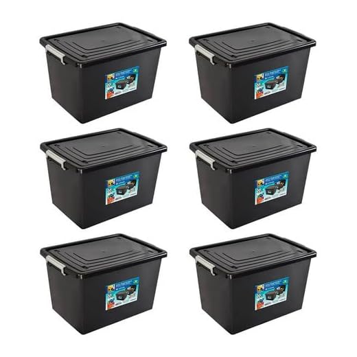 Kit 6 Caixas Organizadoras 56 Litros C/Tampa e Trava Preta 25793PM Arqplast