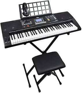 Axus AXP2PK 61 Key Beginner Touch Sensitive Electronic Keyboard Piano Package for Students with Stand, Stool, Headphones, Power Supply and Music Rest,Black