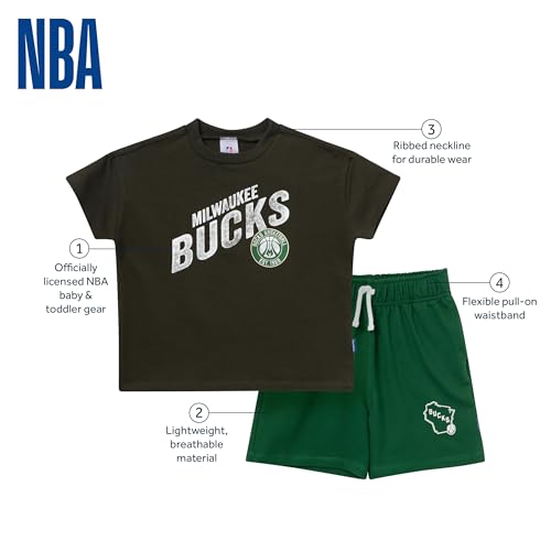 Gerber Toddler Boys' NBA Team & Shorts Set, Milwaukee Bucks, 3T - image 4