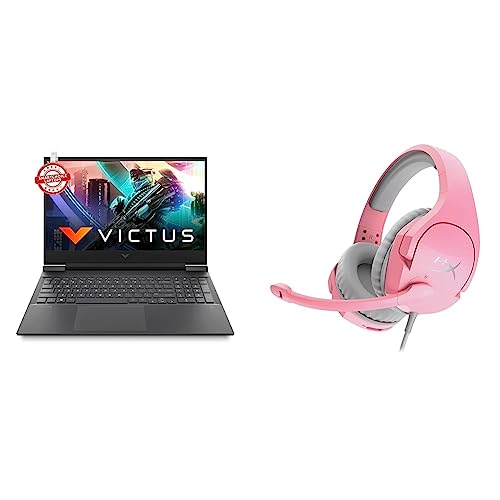 Image of HP Victus Gaming AMD Ryzen 7-5800H 16.1 inch(40.9 cm) FHD Gaming Laptop & HyperX Cloud Stinger Pink