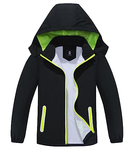 SaphiRose Kids Waterproof Rain Jacket Mesh Lined Black 10-12T