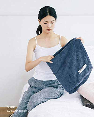 Ensemble de serviettes de bain en coton bleu lot de 2 draps doux - 3