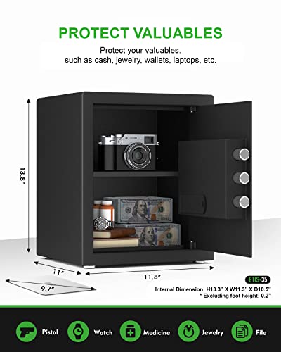 Islandsafe Small Home Safe Box Deluxe Digital Electronic Keypad Lock Safes 1.0 Cuft Cabinet Safes Security Lock Box For Office Hotel Dorm Cash Money Jewelry (1.0Cubic Feet Black) #TOP5