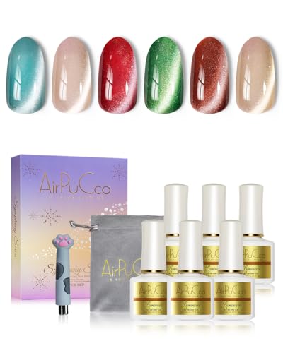 Kit de esmaltes gel ojo de gato 6 colores tonos cálidos miniatura 1