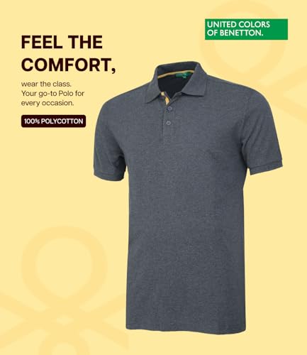 Image of United Colors of Benetton Shirt for Men | Tees for Man | Half Sleeves Plain Stylish Regular Fit Polo | Collar Tshirt | T-Shirt | Stylish Mens Tshirt