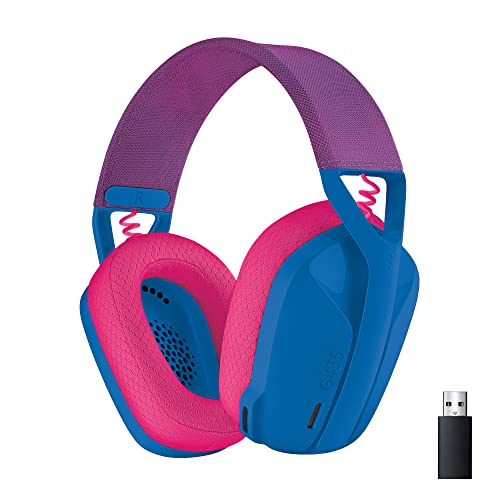 Logitech G G435 LIGHTSPEED & Bluetooth Wireless Gaming Headset, Ultra Lightweight 165g over-ear headphones, built-in mics, 18h battery, compatible with PC, PS4, PS5, Nintendo Switch & Switch 2 - Blue