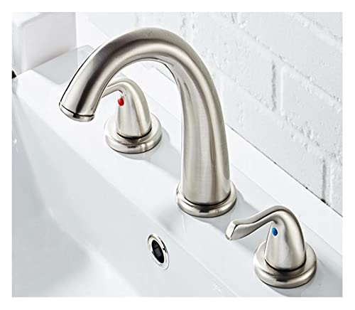 Mélangeur de lavabo trois trous en finition nickel brossé - 5