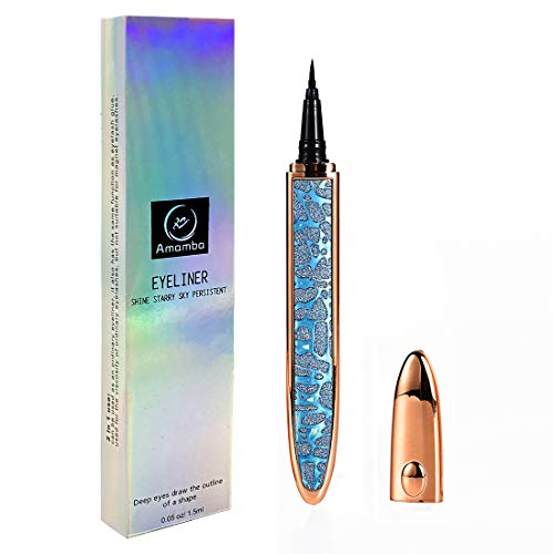Amamba 2 in 1 Self-Adhesive Eyeliner,Liquid Eyeliner Instead of Eyelash Glue,Waterproof and Easy-to-Remove Black Liner