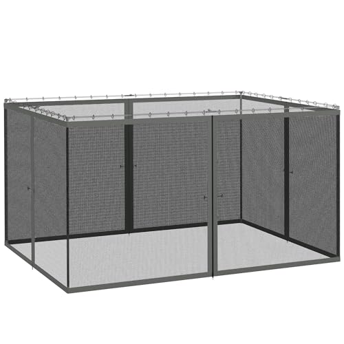 Outsunny Moustiquaires pour tonnelle Barnum pavillon de Jardin 3 x 4 m - Lot de 4 moustiquaires zippées + Crochets d'attaches - Polyester Nylon