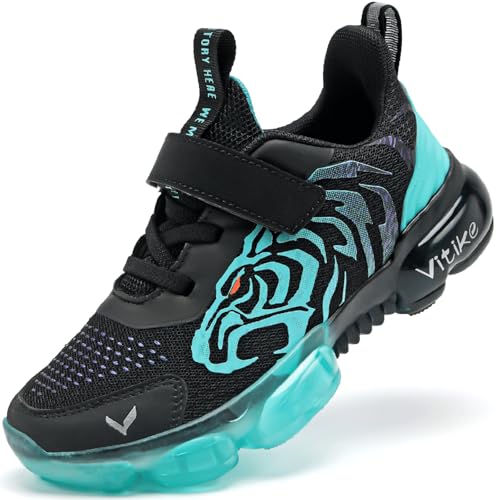 JMFCHI Kinder Turnschuhe Jungen Sportschuhe Kinderschuhe Mädchen Hallenschuhe Outdoor Laufschuhe Sneaker Bequem Atmungsaktiv rutschfest Schwarz Blau gr 37