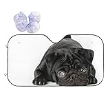 Black Pug Dog Windshield Sunshade for Car SUV Truck Foldable Uv Ray Reflector Front Window Sun Shade Visor Shield Cover