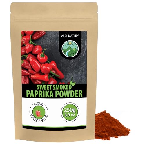 Alpi Nature Sweet Smoked Paprika Powder 250g 8.8 oz, Ground Red Peppers, Mild Smoked Paprika