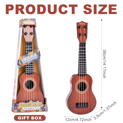 Kinder Ukulele Gitarre, 36cm Kindergitarre mit 4 Verstellbaren Saiten, Mini Gitarre Instrument für Kleinkinder, Ukulele Musikspielzeug, Musik Lernspielzeug für Anfänger Jungen Mädchen Geschenke (C)