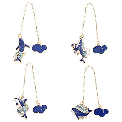 NUOBESTY Blue Whale Pendant Bookmarks Set Cover