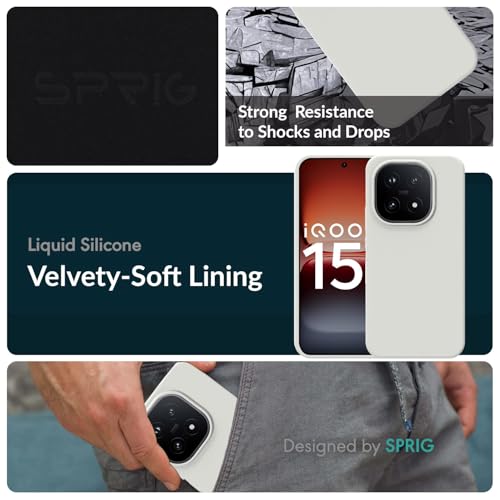 Image of SPRIG Compatible with IQOO 15 5G SilkTone Silicone Back Cover Drop Tested Shock Proof Mobile Case for Men, Women, Boys and Girls with Camera Protection (Light Grey)