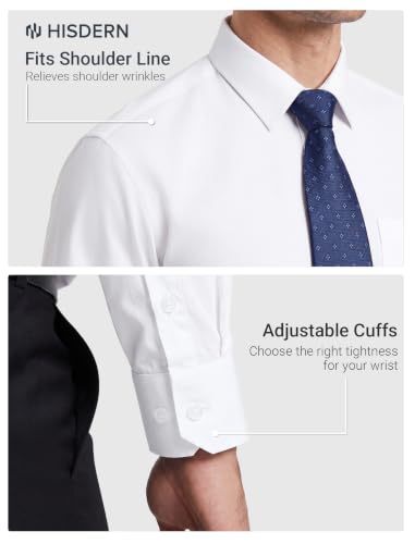 Image of HISDERN Mens Dress Shirt with Tie Pocket Square Set Classic Button Down Shirt Matching Tie Long Sleeve Shirts