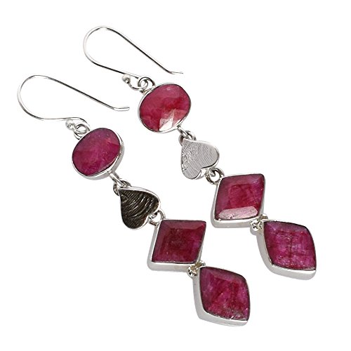 Boucles d'oreilles rubis véritable fait main bijoux argent 925 femme