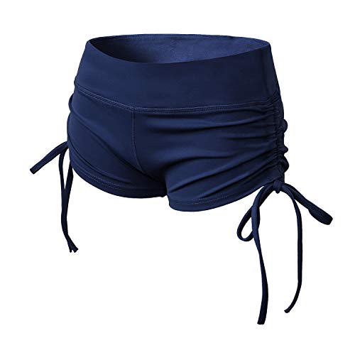 Kipro Damen Lauf-Shorts Stretch Athletic Sport Workout Kurze Hose Booty Sexy Yoga Shorts mit seitlichem Kordelzug - Blau - X-Groß Cover