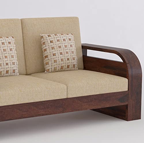 Image of K L FURNITURESolid Sheesham Wood Sofa Set 5 Seater (3+1+1) For Living Room | Termite Free |Wooden Sofa Set Furniture Sofa 5 Seater Living Room Home | Sofa Set (Brown Finish)