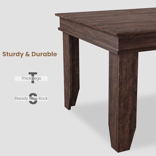 Image of GarveeHome Farmhouse Dining Table for 6-8 People, 71 in Long Kitchen Tables with Wooden Sturdy Frame, 6 ft Large Rectangular Dinner Table for Dining Room, Kitchen, Dark Walnut, 71 inch Non-extendable