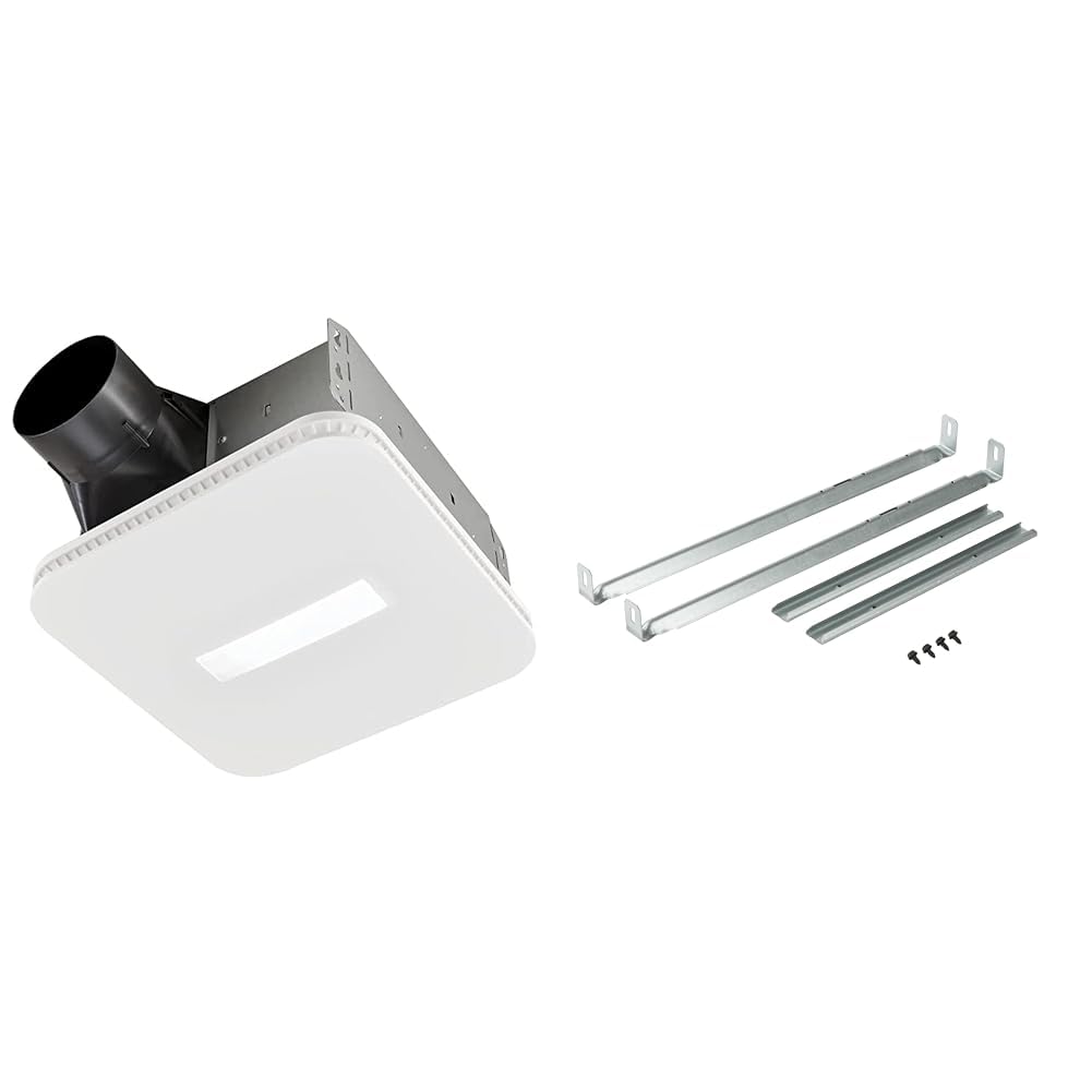 Broan-NuTone AER80CCTK CleanCover Bath Fan, 80 CFM, 0.7 Sone, with Selectable CCT LED Light, Energy Star & MHB4 Hanger Bar Set for InVent Series Bath Exhaust Fans, Silver, Steel, 4 Pieces