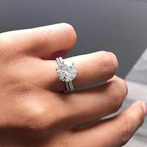 Moissanite Engagement Ring, 2-4 CT Round Cut, Hidden Halo Solitaire, 10K 14K 18K Gold & 925 Sterling Silver Anniversary Christmas Ring For Her2