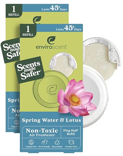 Enviroscent Non-Toxic Air Freshener Paper Refills - Compatible with Enviroscent Plug Hub® Warmer Kit - Home Fragrance Lasts Up to 90 Days - Spring Water & Lotus Scent (Pack of 2)