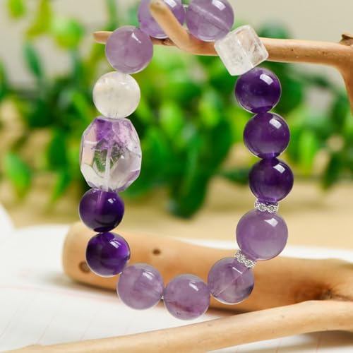 Pulsera de cristal natural contra el estrés con cuentas elásticas 5