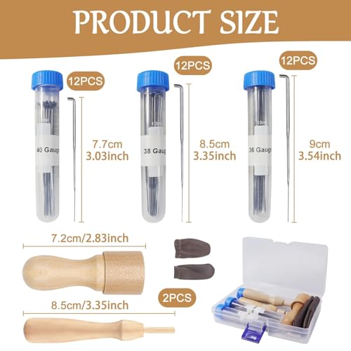 Redamancy 36Pcs Wool Felting Needle Tools, 3 Sizes Felting Needles Kit with Wooden Handle, Ideal for Beginners or Professionals - Image 2