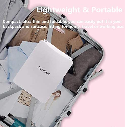 Deweisn RCSM161 Folding Lighted Makeup Mirror With 72 Leds 3 Colors Light Modes Usb Rechargable 1800Ma Batteries Portable Ultra Thin Compact Vanity Mirror Dimmable Travel Mirror thumb #4