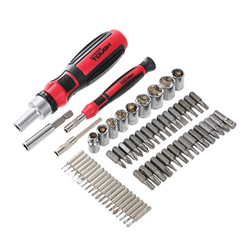 Hyper Tough 65-Piece Ratcheting Screwdriver Socket & Bit Set Ratchet Screwdriver Precision Bit Holder Driver Magnetic Holder #TOP1