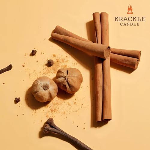 Image of Krackle Candle | Fall Harvest | 16 oz Scented Candle with Natural Crackling Wooden Wick | Poured in the USA | Cinnamon, Nutmeg & Clove Fragrance