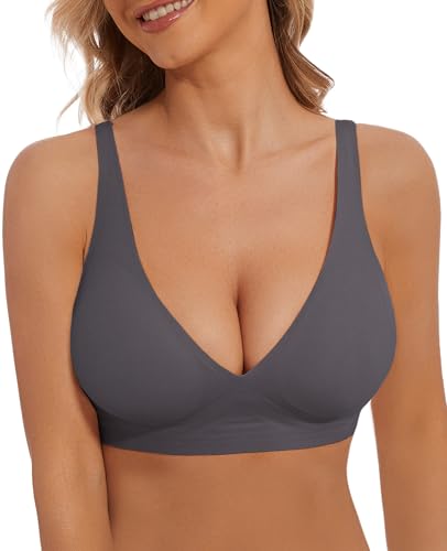Image of Deep V Bra Low Cut Sexy Push Up Bralettes for Women Padded Comfy Smoothing Wireless Lifting Bras Seamless Bralette